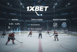 1xBet хоккейный клуб: маржа, типы ставок и выбор рынков для NHL и KHL